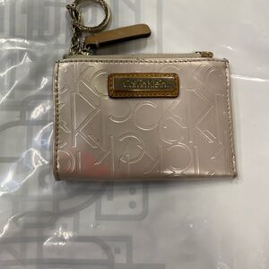 Calvin Klein Beige Embossed Card Holder